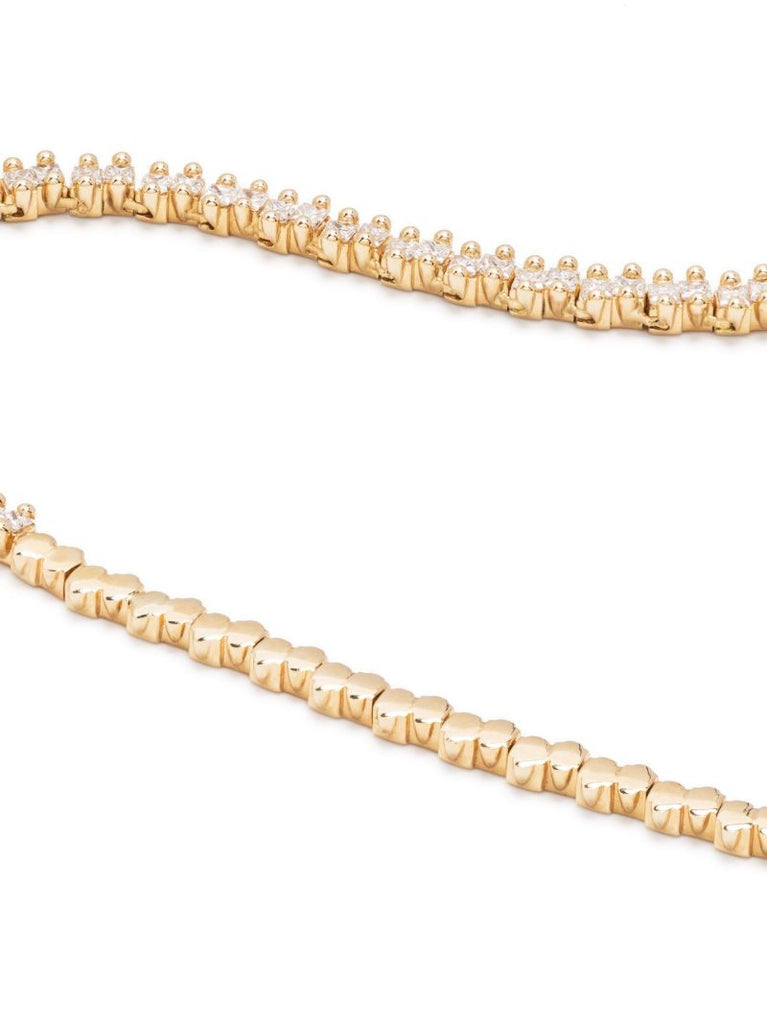 18kt Yellow Gold Princess Diamond Mini Tennis Necklace