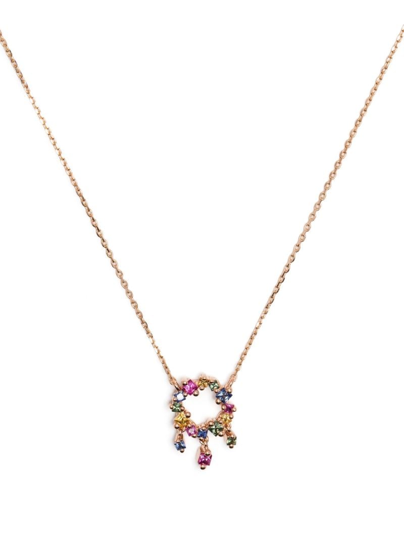 18kt Rose Gold Princess Rainbow Mini Sapphire Cascade Necklace