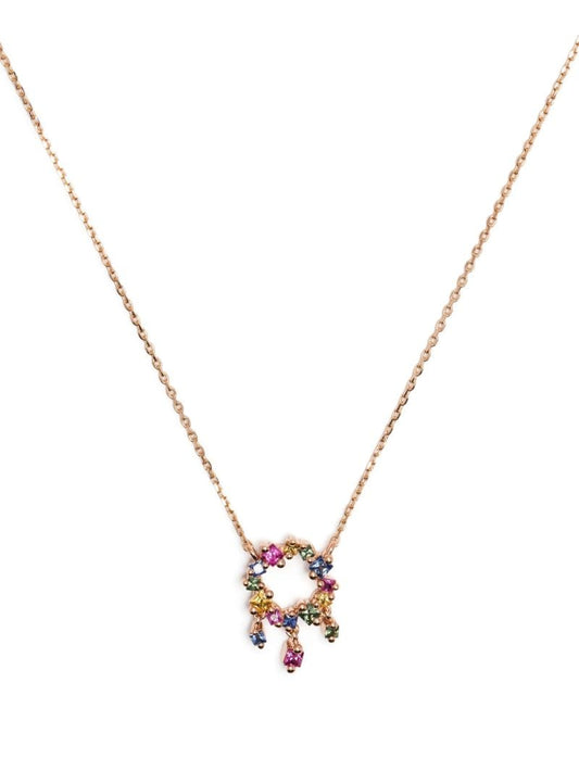 18kt Rose Gold Princess Rainbow Mini Sapphire Cascade Necklace