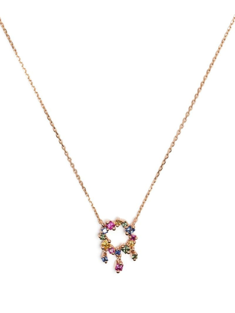 18kt Rose Gold Princess Rainbow Mini Sapphire Cascade Necklace