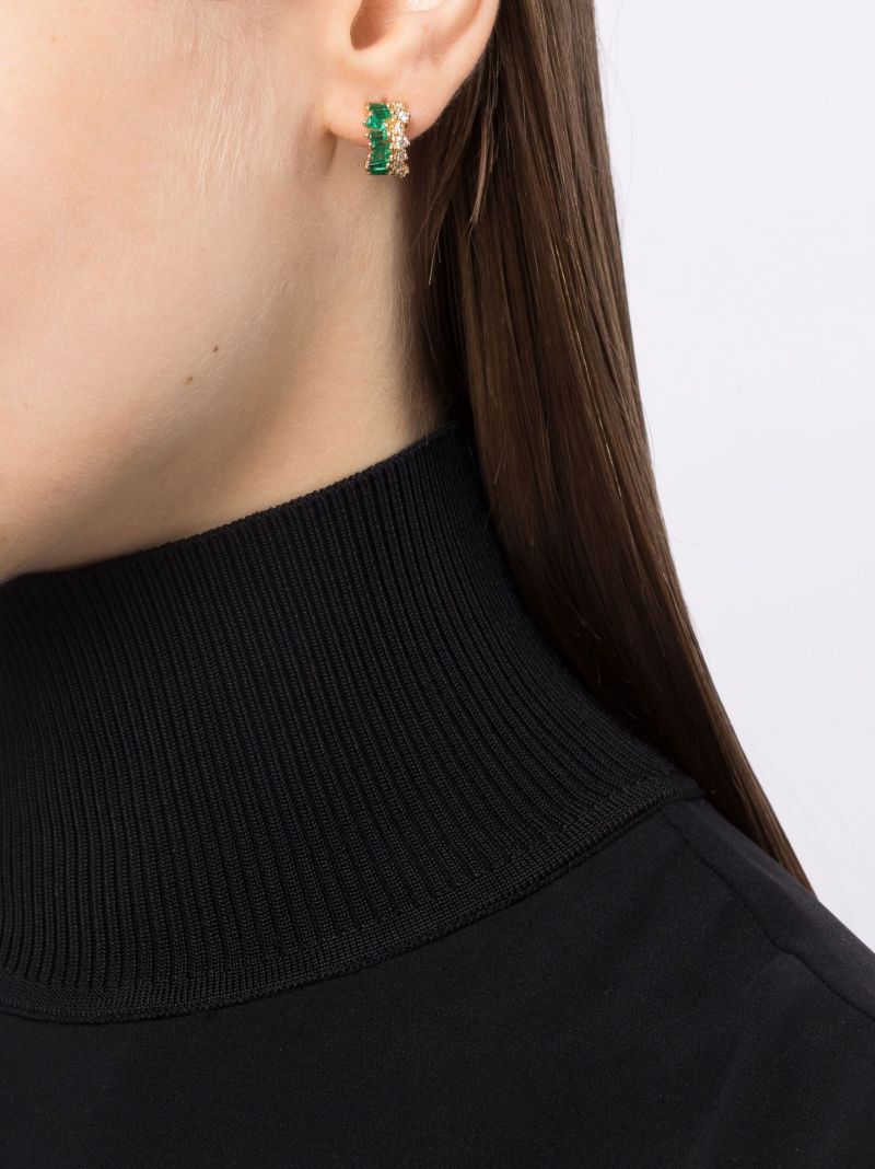 18kt Yellow Gold Short Stack Emerald Mini Earrings