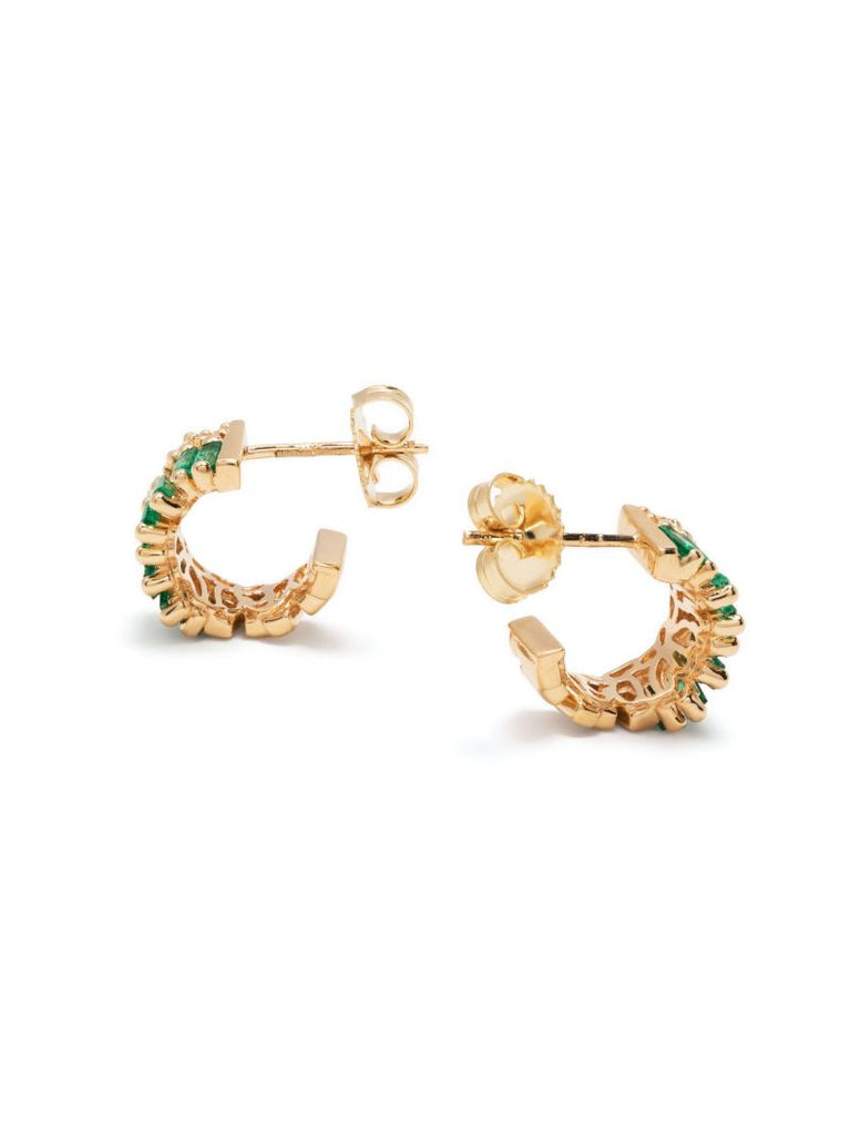 18kt Yellow Gold Short Stack Emerald Mini Earrings