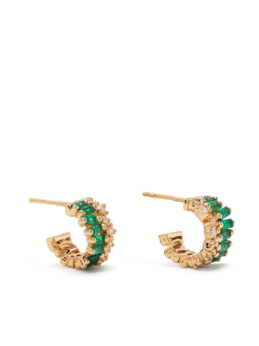 18kt Yellow Gold Short Stack Emerald Mini Earrings