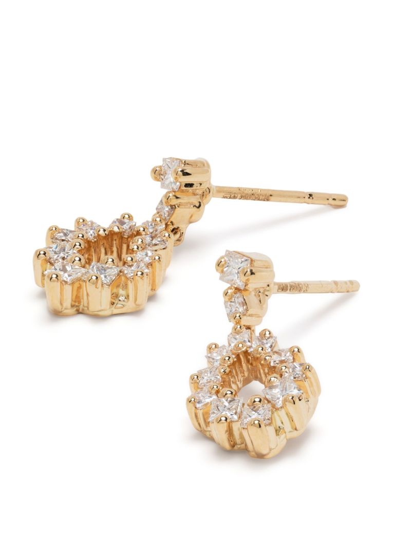 18kt Yellow Gold Princess Diamond Pear Drop Earrings