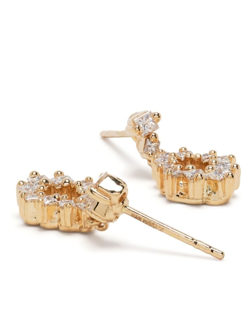 18kt Yellow Gold Princess Diamond Pear Drop Earrings