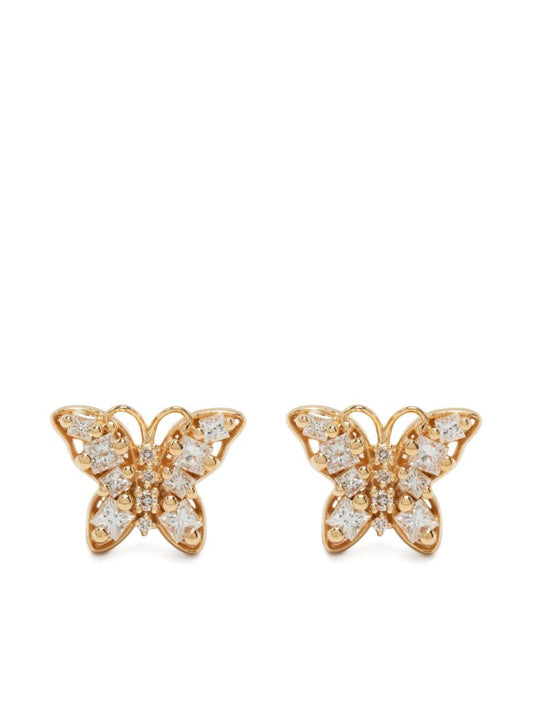 18k Yellow Gold Fireworks Butterfly Diamond Earrings