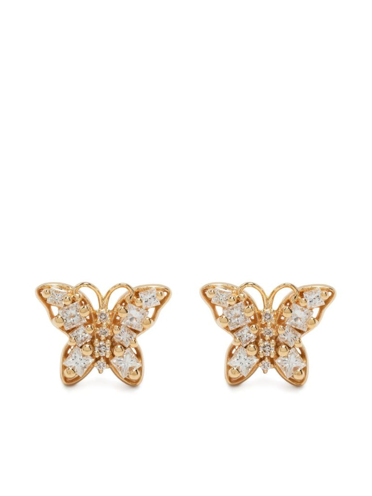 18k Yellow Gold Fireworks Butterfly Diamond Earrings