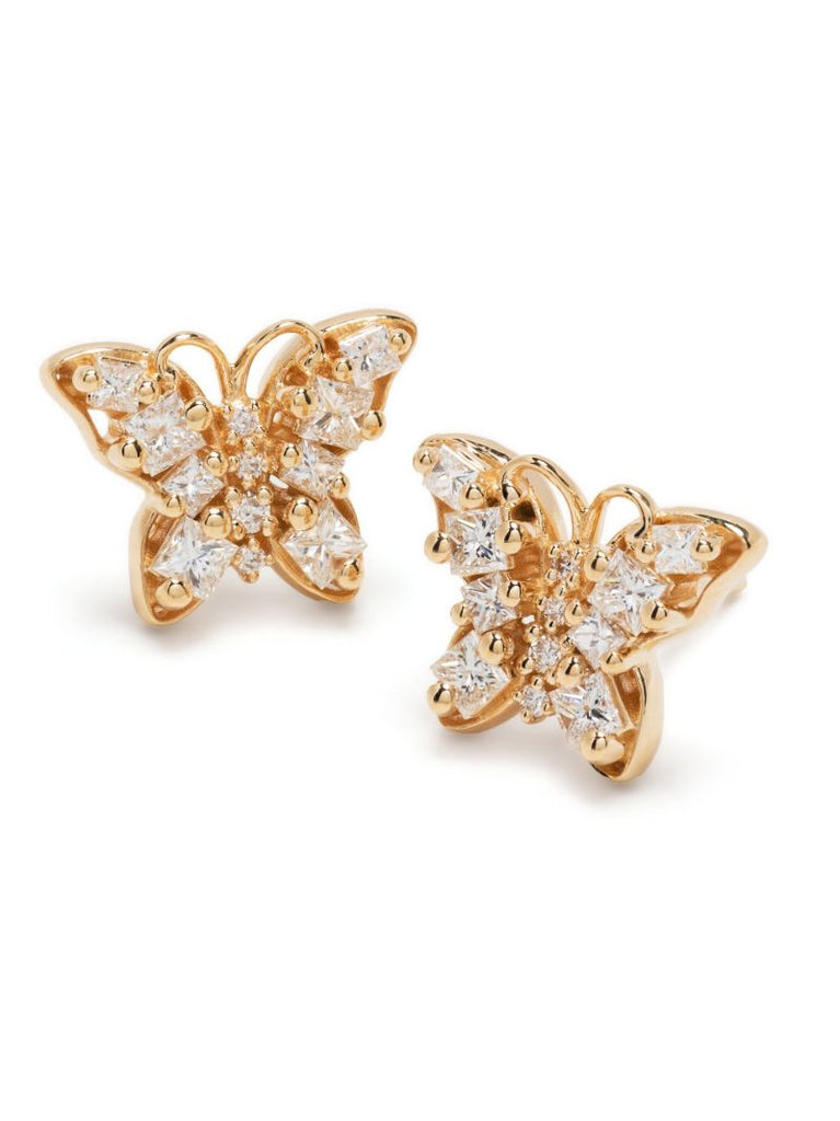 18k Yellow Gold Fireworks Butterfly Diamond Earrings