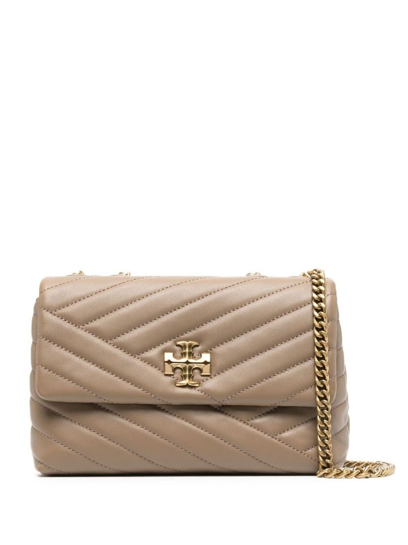 Brown Kira Chevron Quilted Shoulder Bag