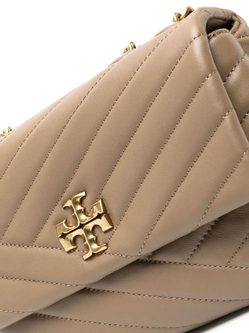 Brown Kira Chevron Quilted Shoulder Bag