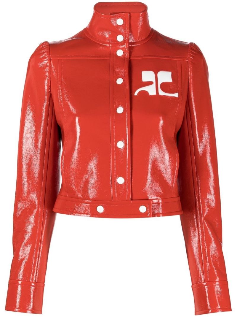 Red Reedition Vinyl Cropped Jacket