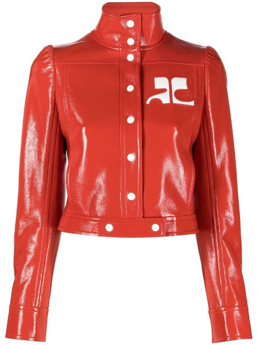 Red Reedition Vinyl Cropped Jacket