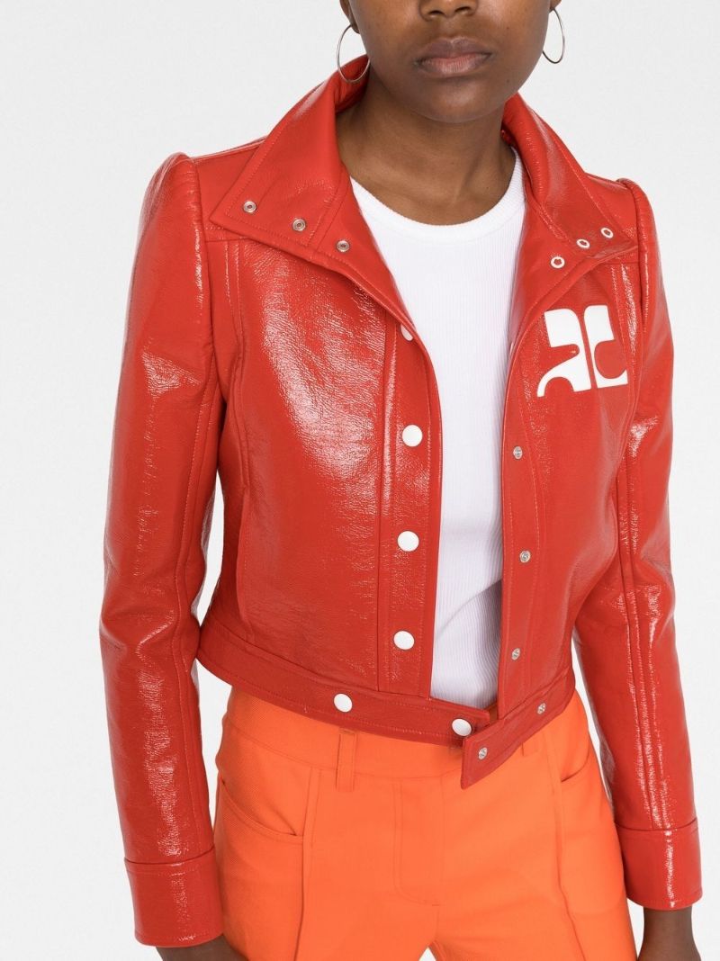Red Reedition Vinyl Cropped Jacket