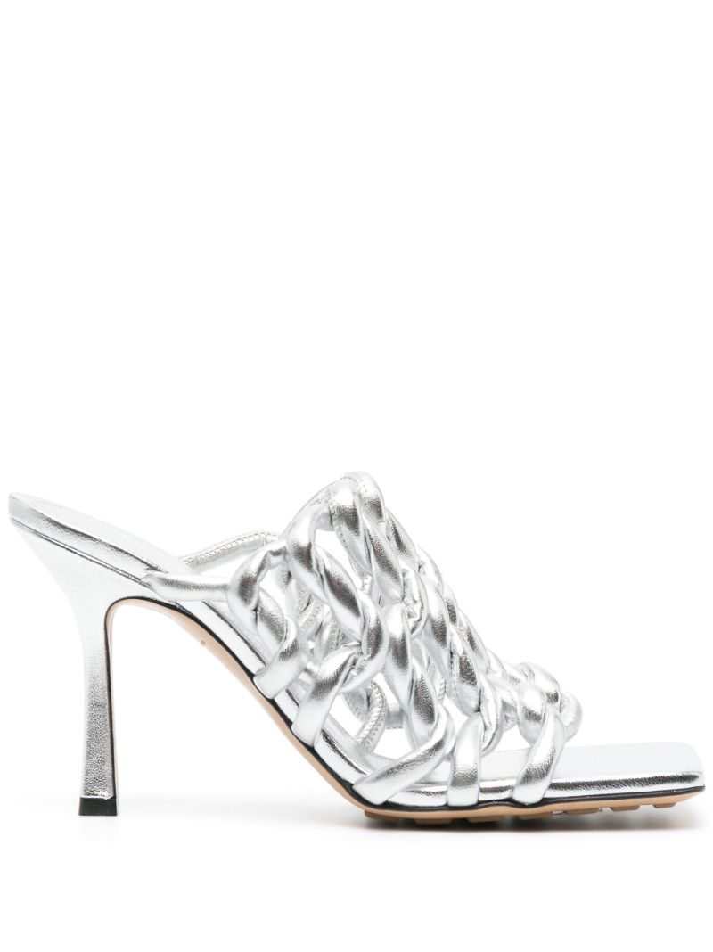 Silver Stretch 90 Leather Mules