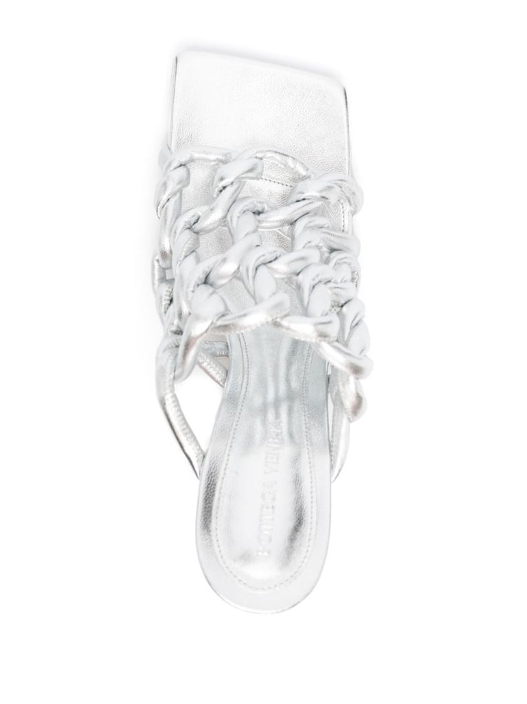 Silver Stretch 90 Leather Mules