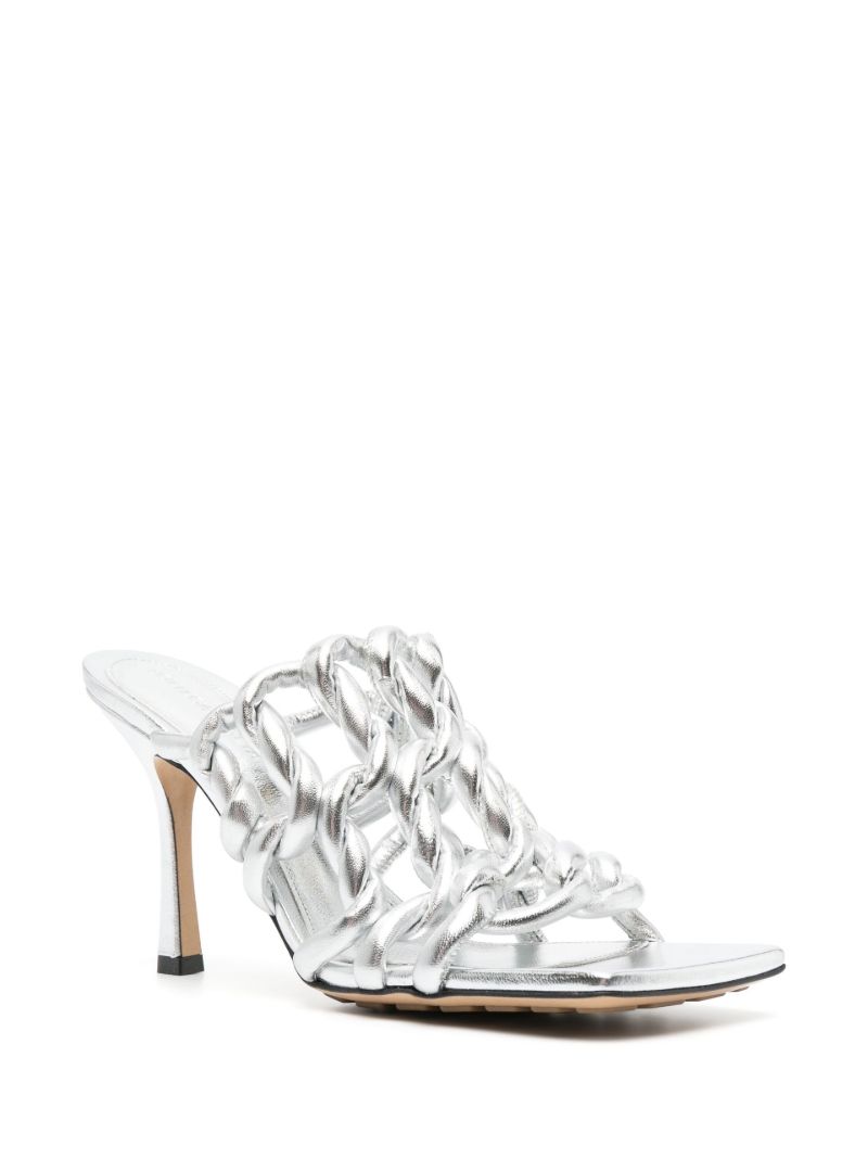 Silver Stretch 90 Leather Mules