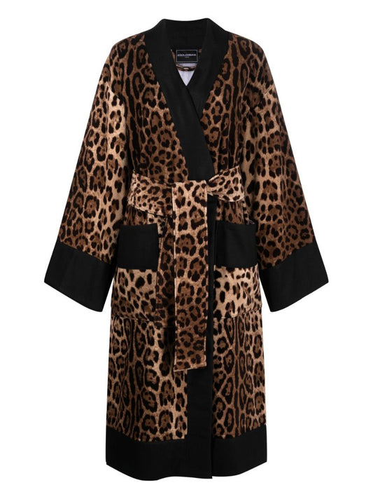 Brown Leopard Print Robe