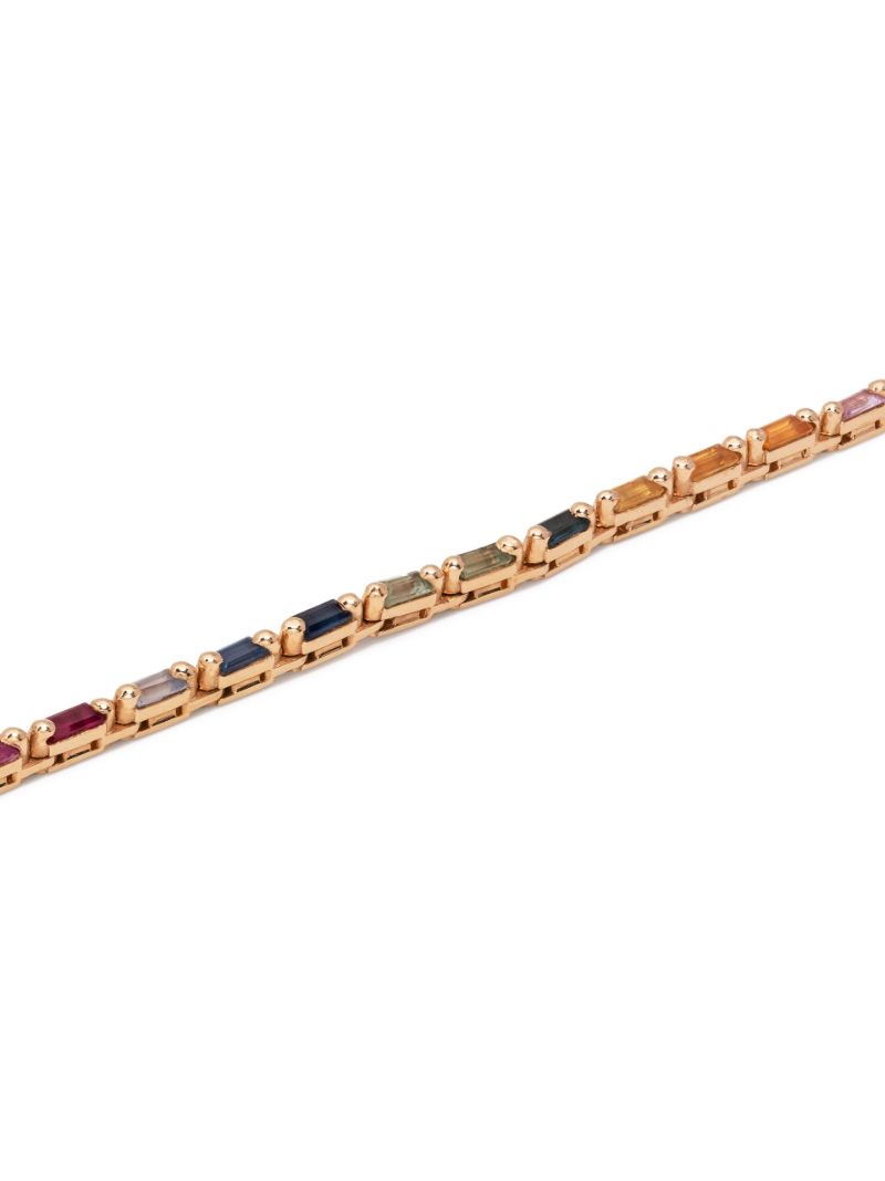 18k Rose Gold Linear Rainbow Sapphire Tennis Necklace