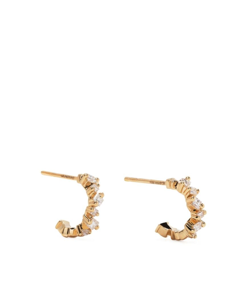 18k Yellow Gold Golden Diamond Mini Hoop Earrings