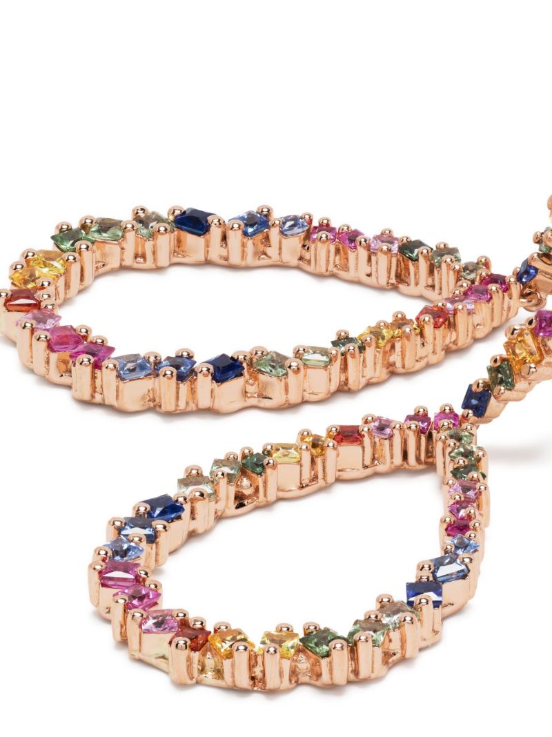 18kt Rose Gold Princess Rainbow Sapphire Pear Drop Earrings
