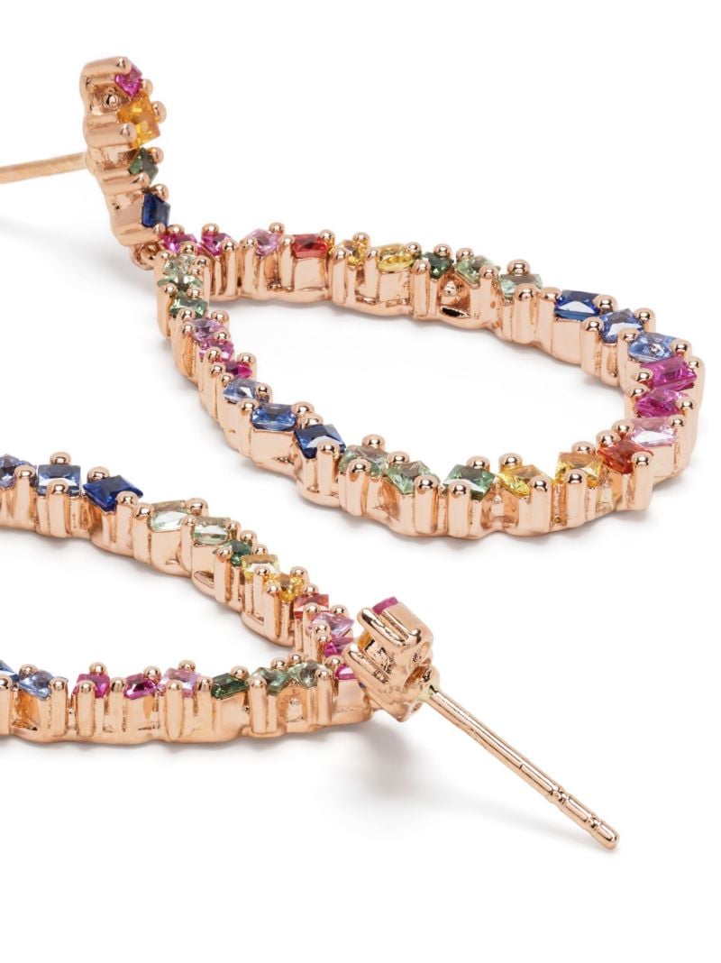 18kt Rose Gold Princess Rainbow Sapphire Pear Drop Earrings