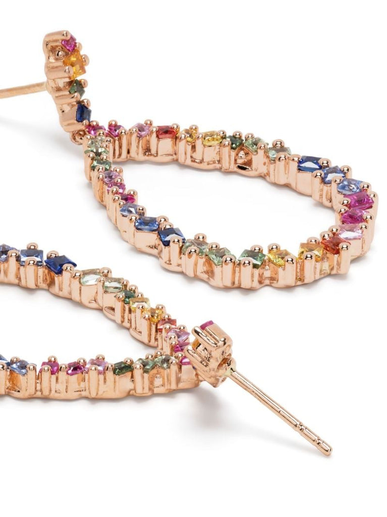 18kt Rose Gold Princess Rainbow Sapphire Pear Drop Earrings