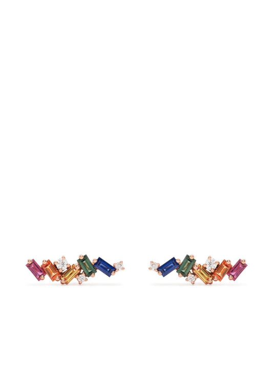 18k Rose Gold Frenzy Rainbow Sapphire Stud Earrings
