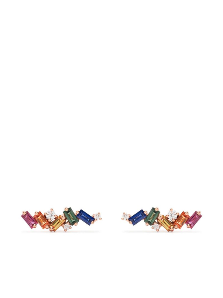 18k Rose Gold Frenzy Rainbow Sapphire Stud Earrings