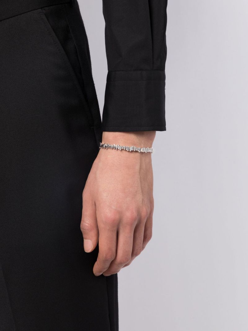 18k White Gold Id Diamond Bracelet