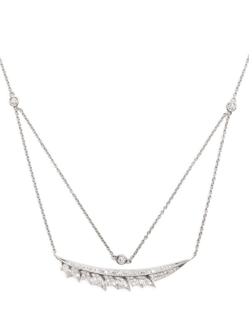 18k White Gold Feather Diamond Necklace