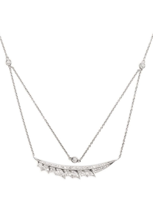 18k White Gold Feather Diamond Necklace
