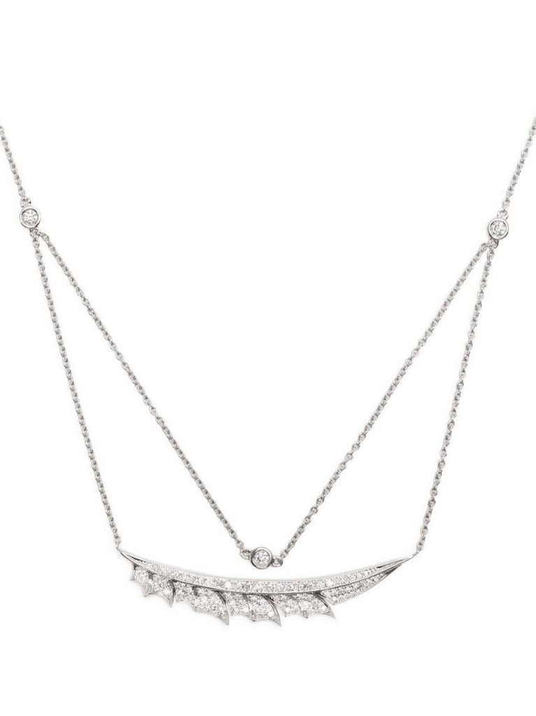 18k White Gold Feather Diamond Necklace
