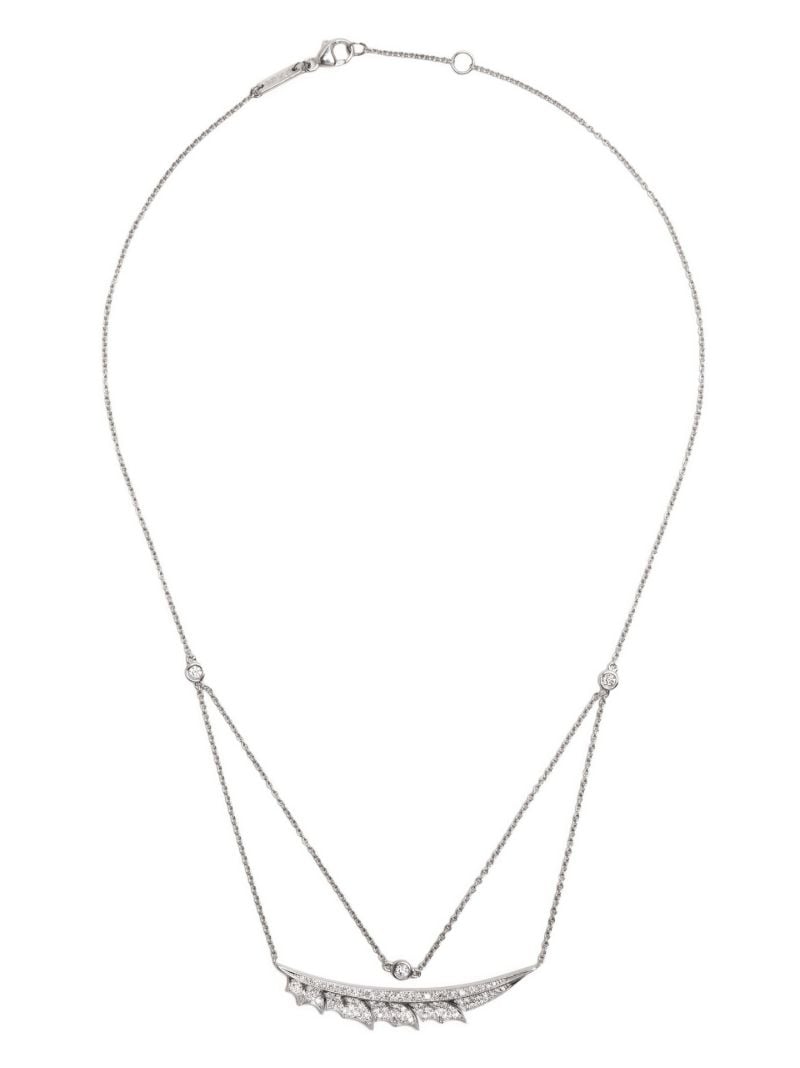 18k White Gold Feather Diamond Necklace