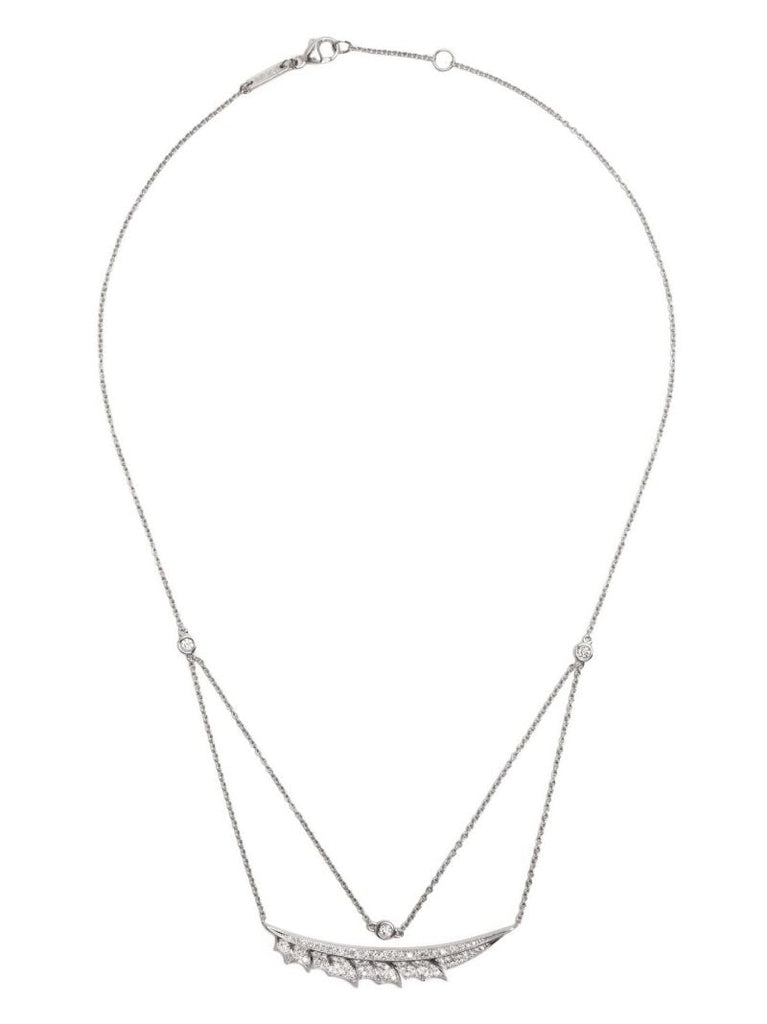 18k White Gold Feather Diamond Necklace