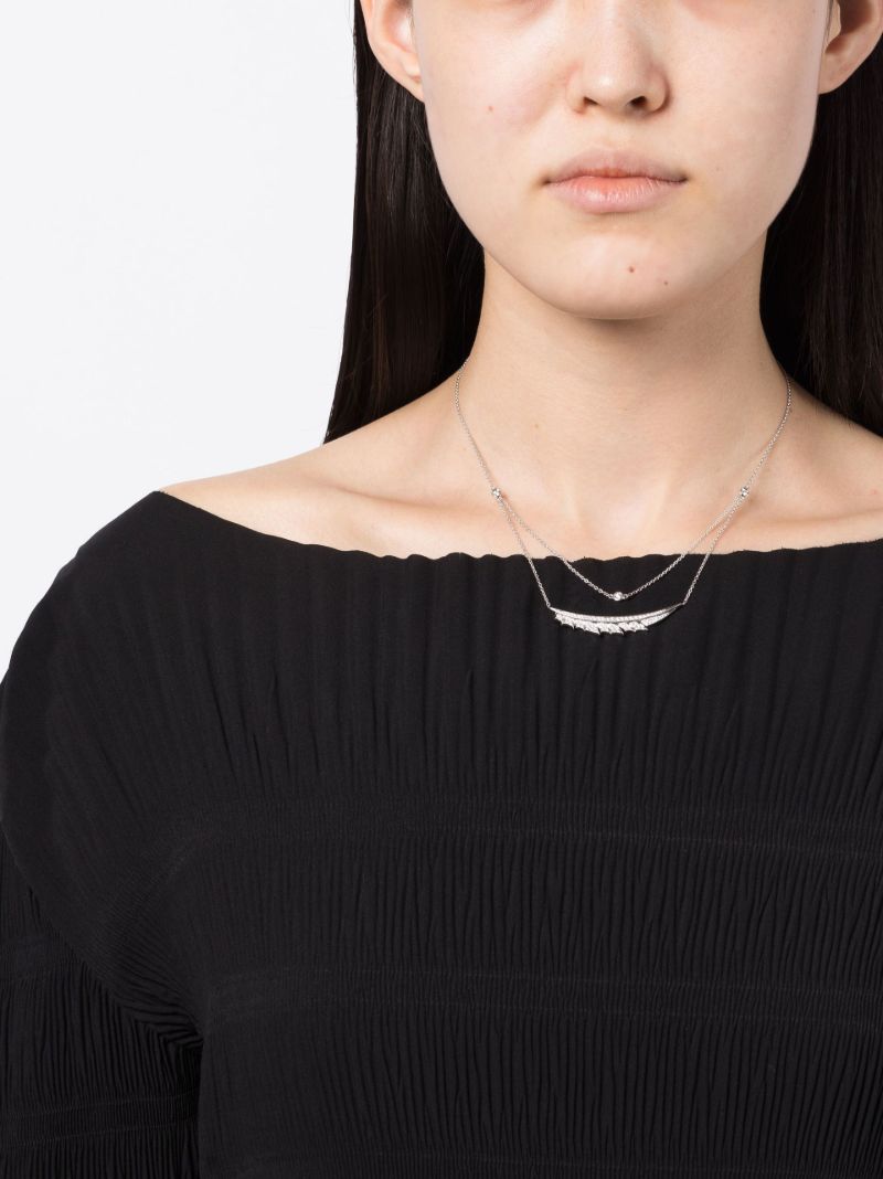 18k White Gold Feather Diamond Necklace