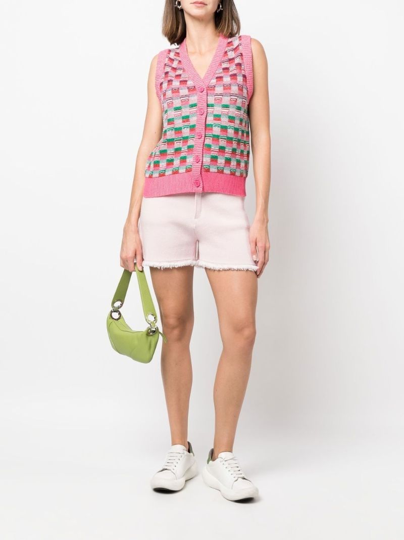Pink Jacquard Knit Cashmere Vest