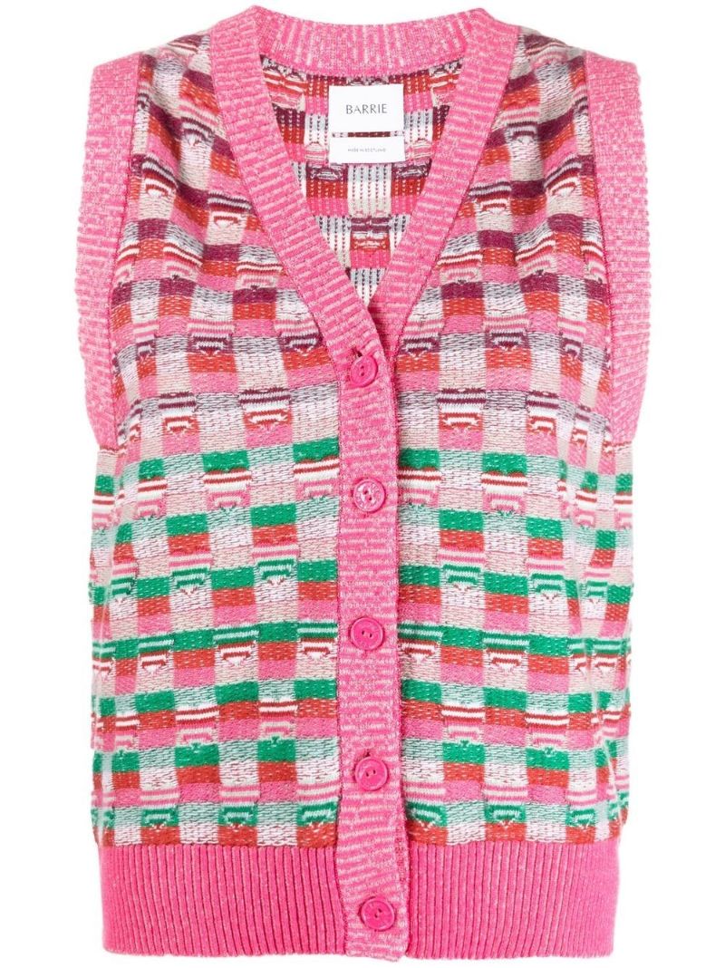 Pink Jacquard Knit Cashmere Vest