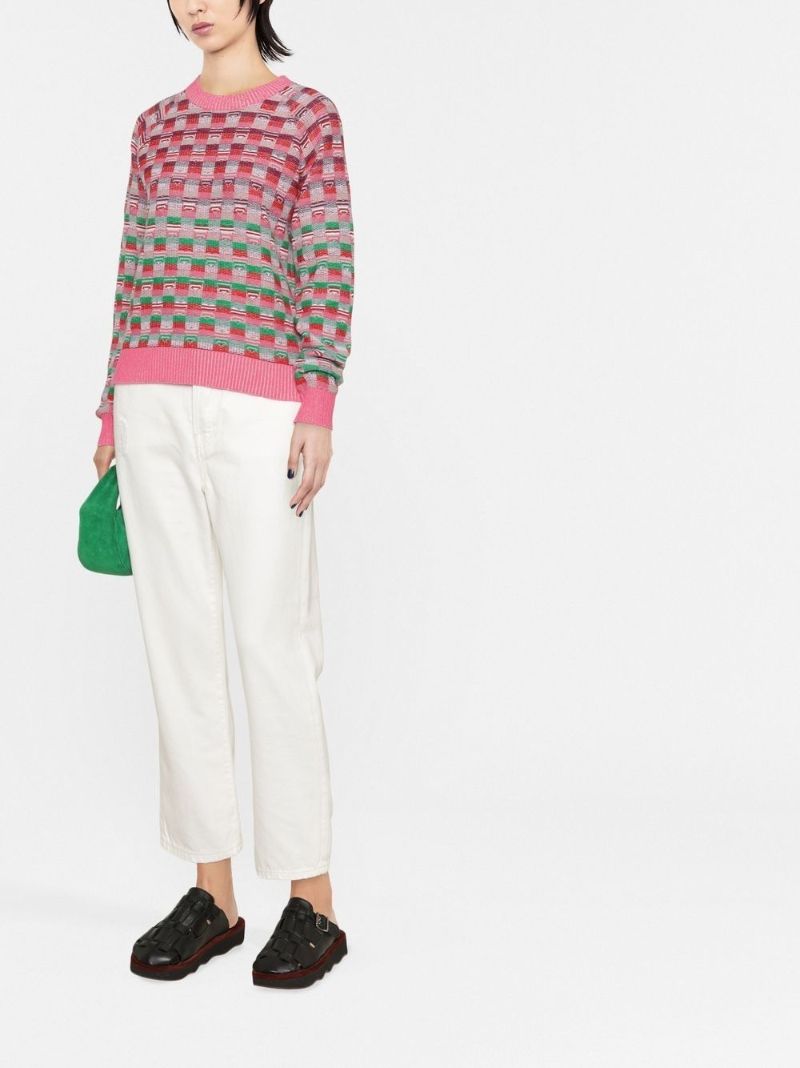 Pink Patterned Jacquard Jumper