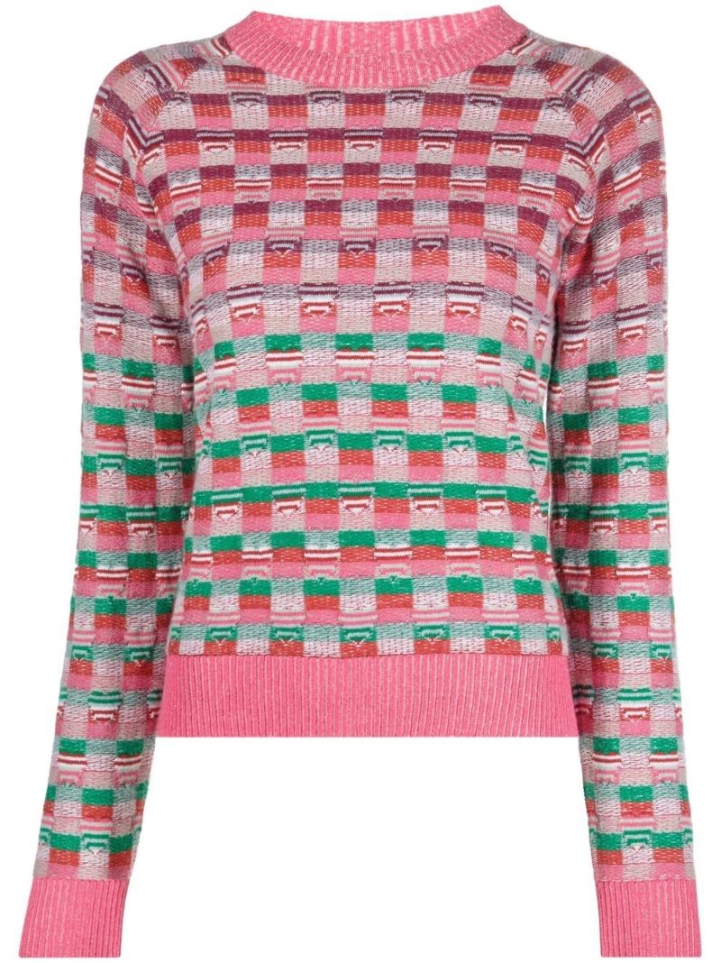Pink Patterned Jacquard Jumper