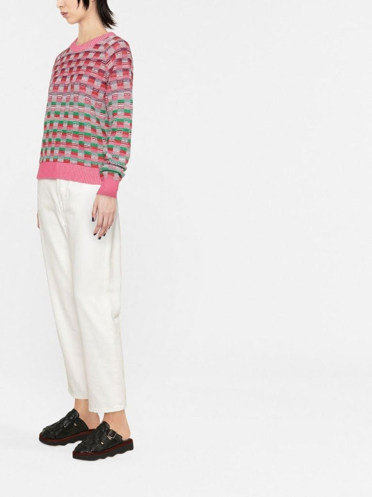 Pink Patterned Jacquard Jumper