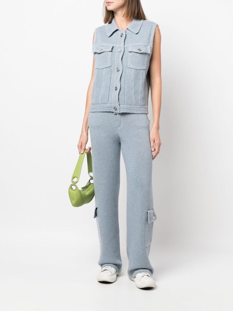 Blue Knitted Sleeveless Jacket
