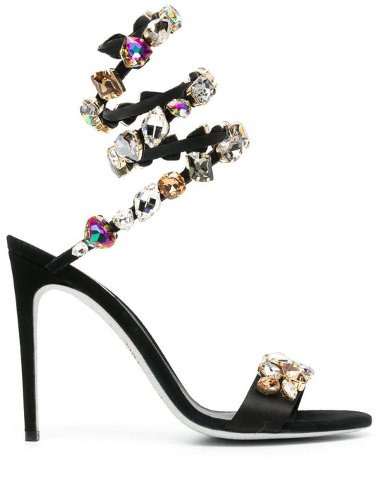 Black Roxanne Rhinestone 105 Sandals