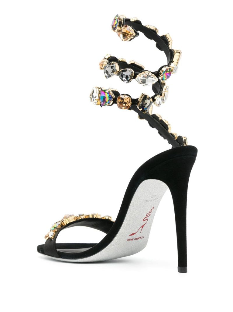 Black Roxanne Rhinestone 105 Sandals