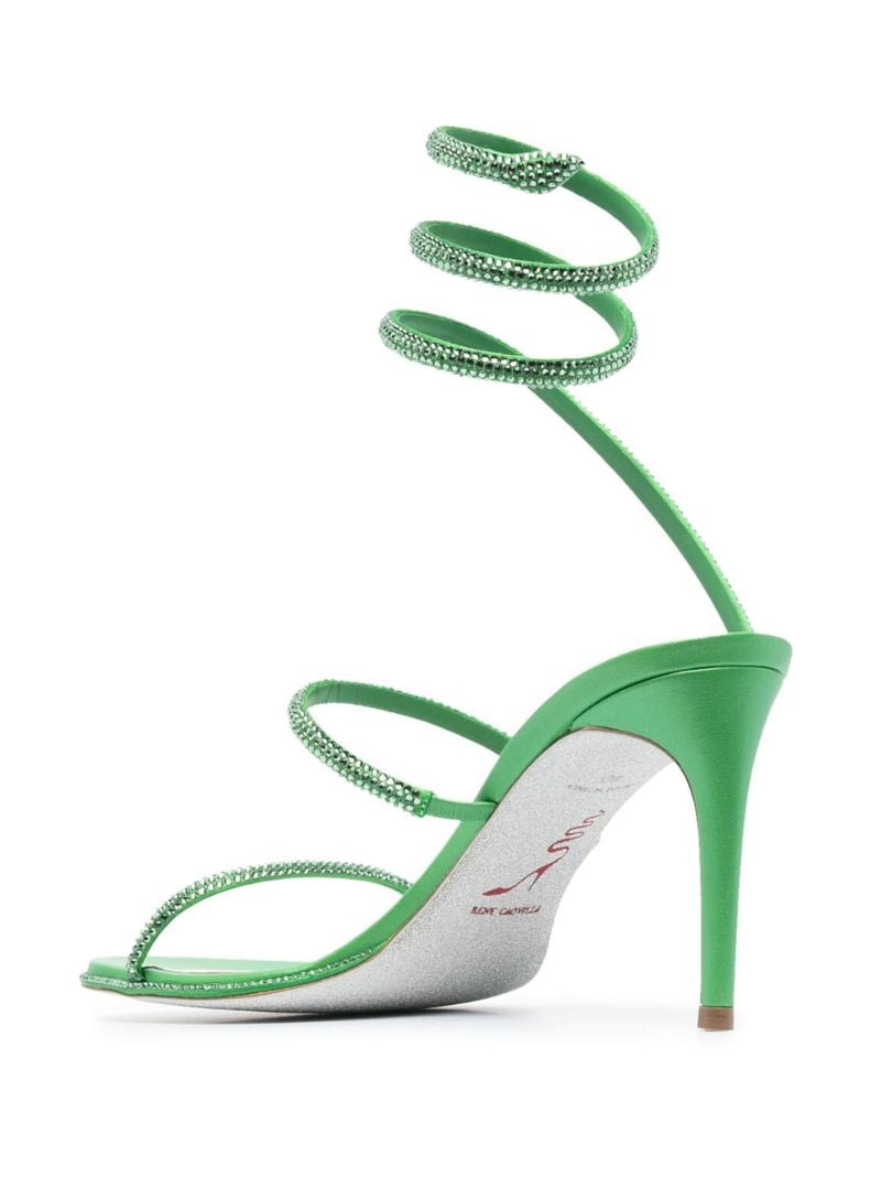 Green Cleo 80 Crystal-embellished Satin Sandals