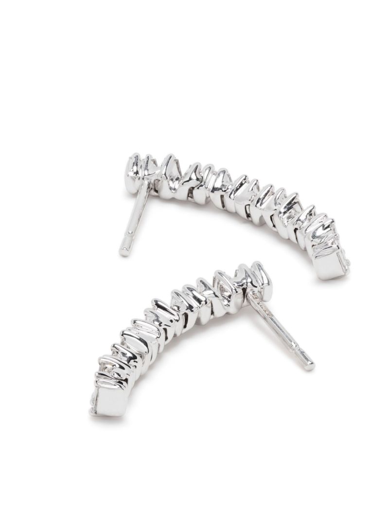 18k White Gold Linear Tennis Drop Earrings