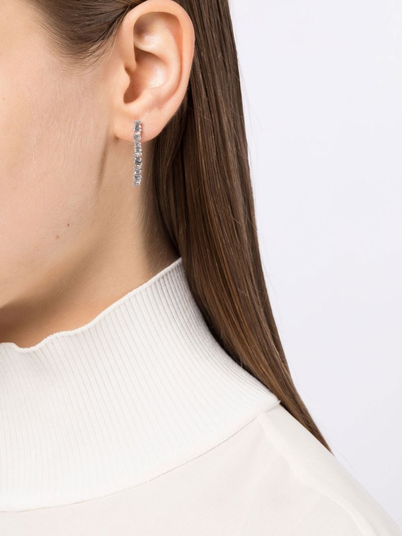 18k White Gold Linear Tennis Drop Earrings