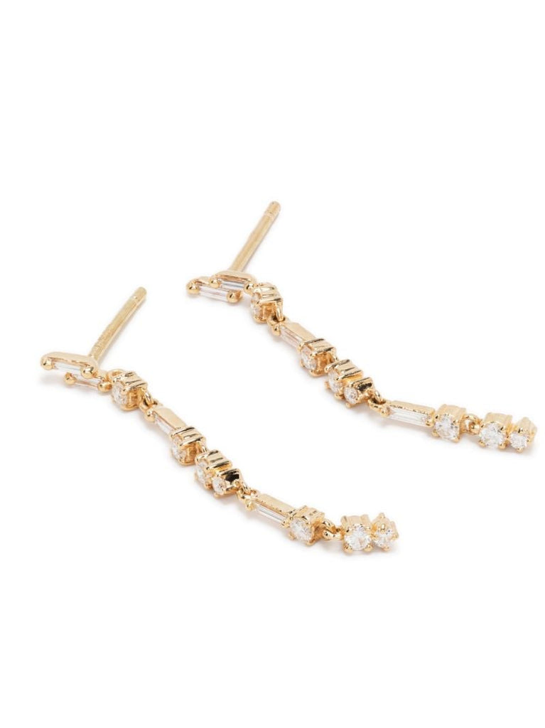18kt Yellow Gold Thin Dangle Drop Earrings