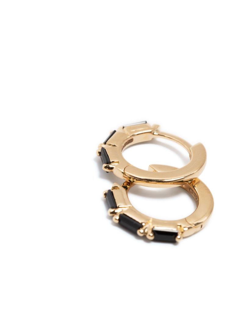 18k Yellow Gold Black Sapphire Huggie Earrings