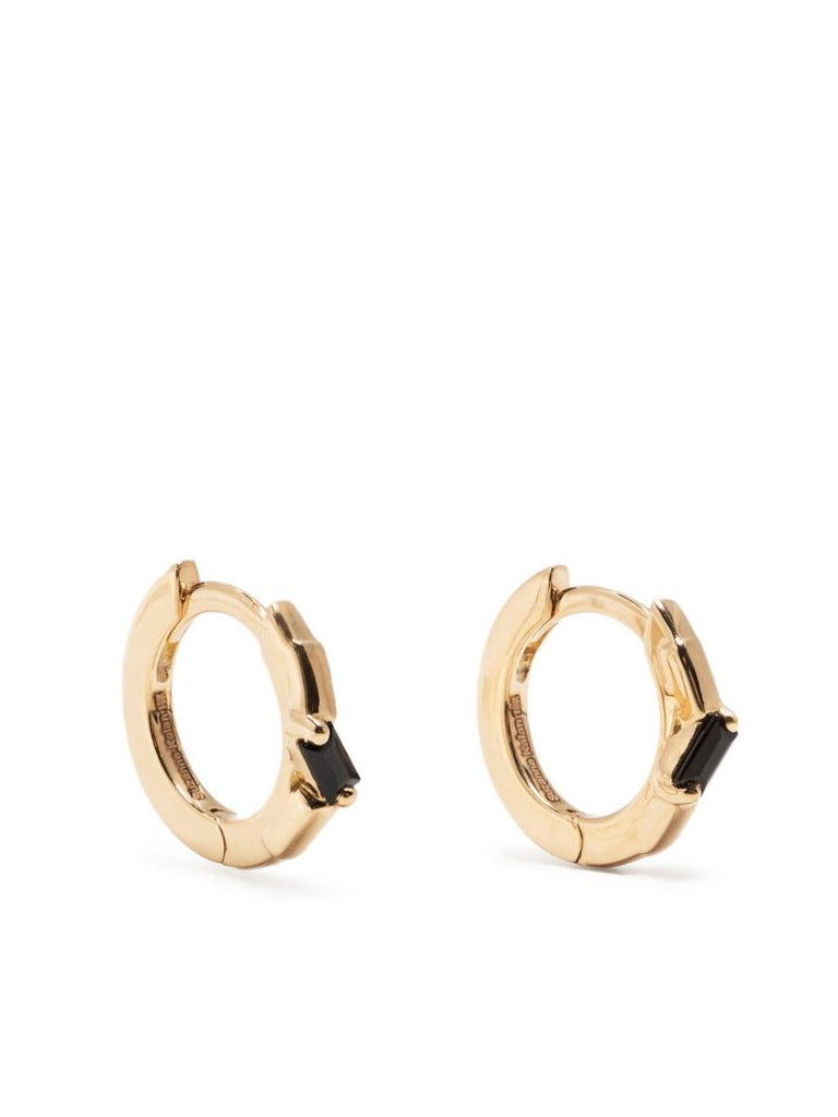 18k Yellow Gold Black Sapphire Huggie Earrings