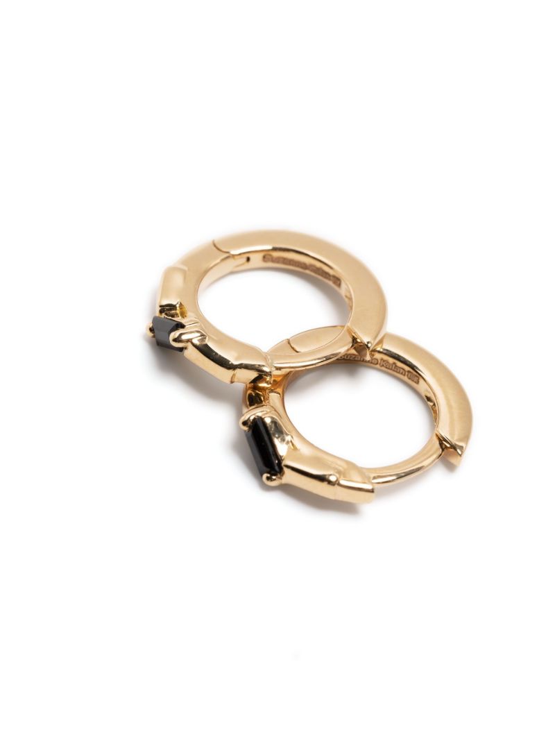 18k Yellow Gold Black Sapphire Huggie Earrings